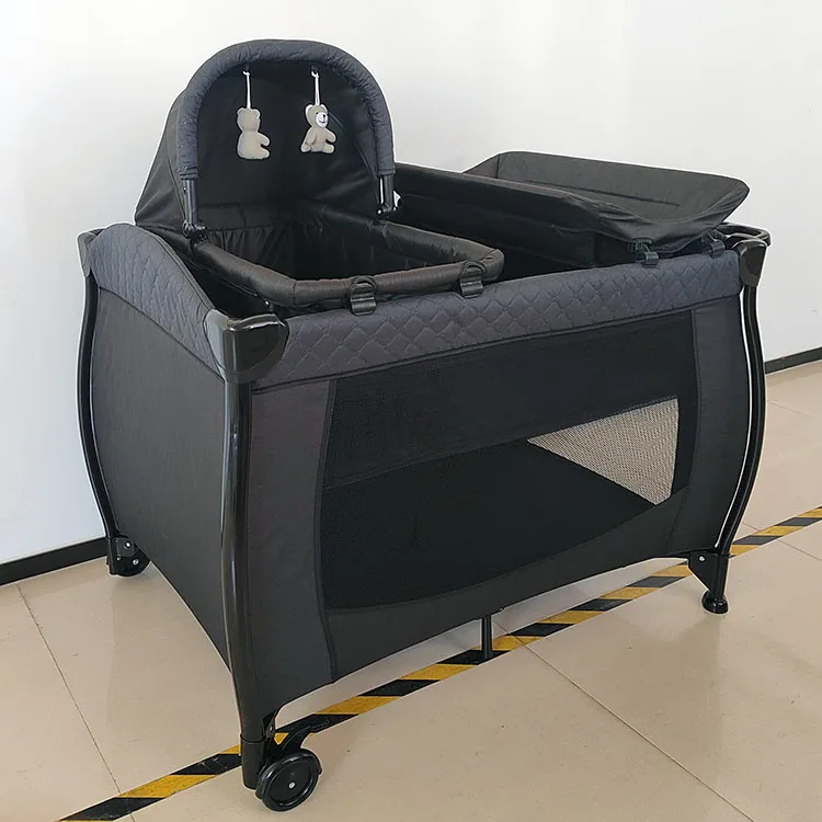 Manufacturer  new design  baby playpen folding travel cot baby crib  playard with Nursery Center two in one carry sleep cradle