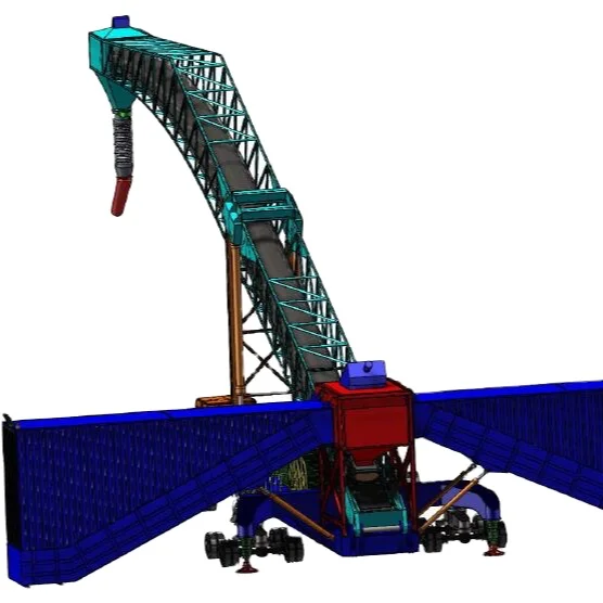Mobile rubber tire wheel bulk material continuous conveyor belt ship loader for mining coal grain cement