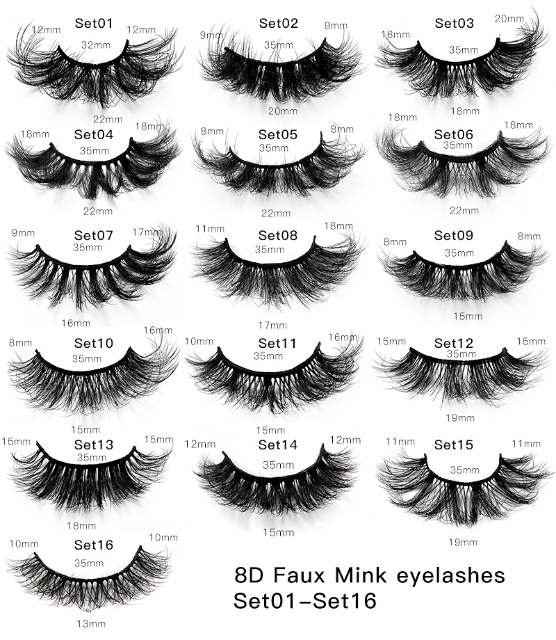 Christmas Packaging Lashes Christmas Party Press On Nails Art Gifts Set Color Faux Mink Eyelashes