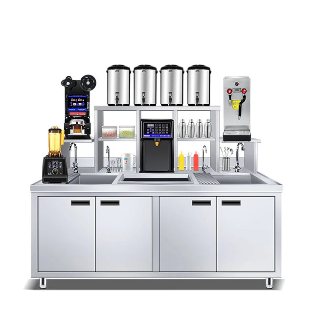 
Professional milk tea counter boba tea equipment supplies with shop design 