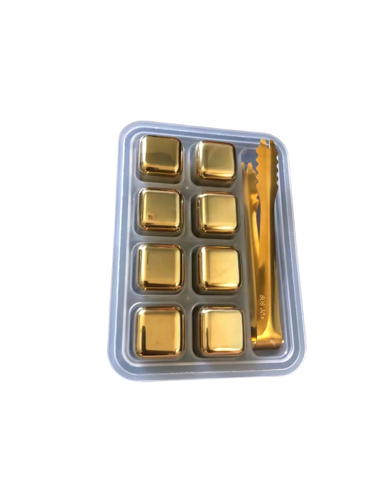 China Factory Wholesale Custom Logo 304 Stainless Steel Ice Cubes for Bar Whiskey Chilling Stones Metal Ice Cube
