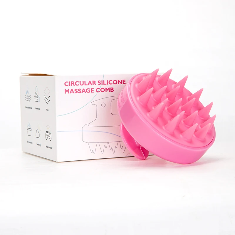 Salon Private Label Shampoo Head Massager Hair With Soft Silicon Brush Wet And Dry Shampoo Scalp Massage Brush With Color Box