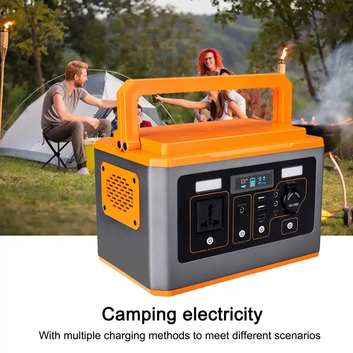 Solar Generator Ac Dc Usb Multi Power Bank Station Power Supply 500w Camper Power Storage