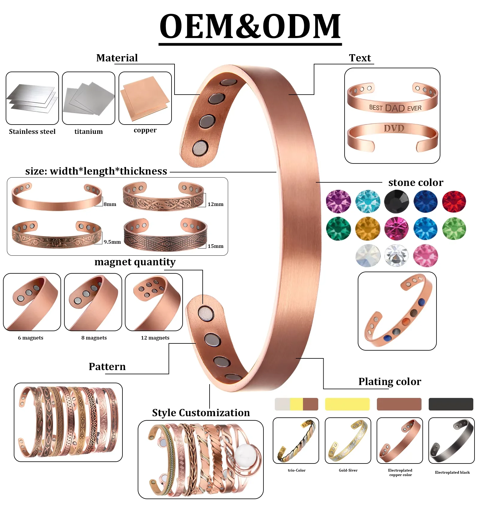 BioMagnetic Jewelry Cross Adjust Solid Copper Ring  Magnetic Rings Finger Rings