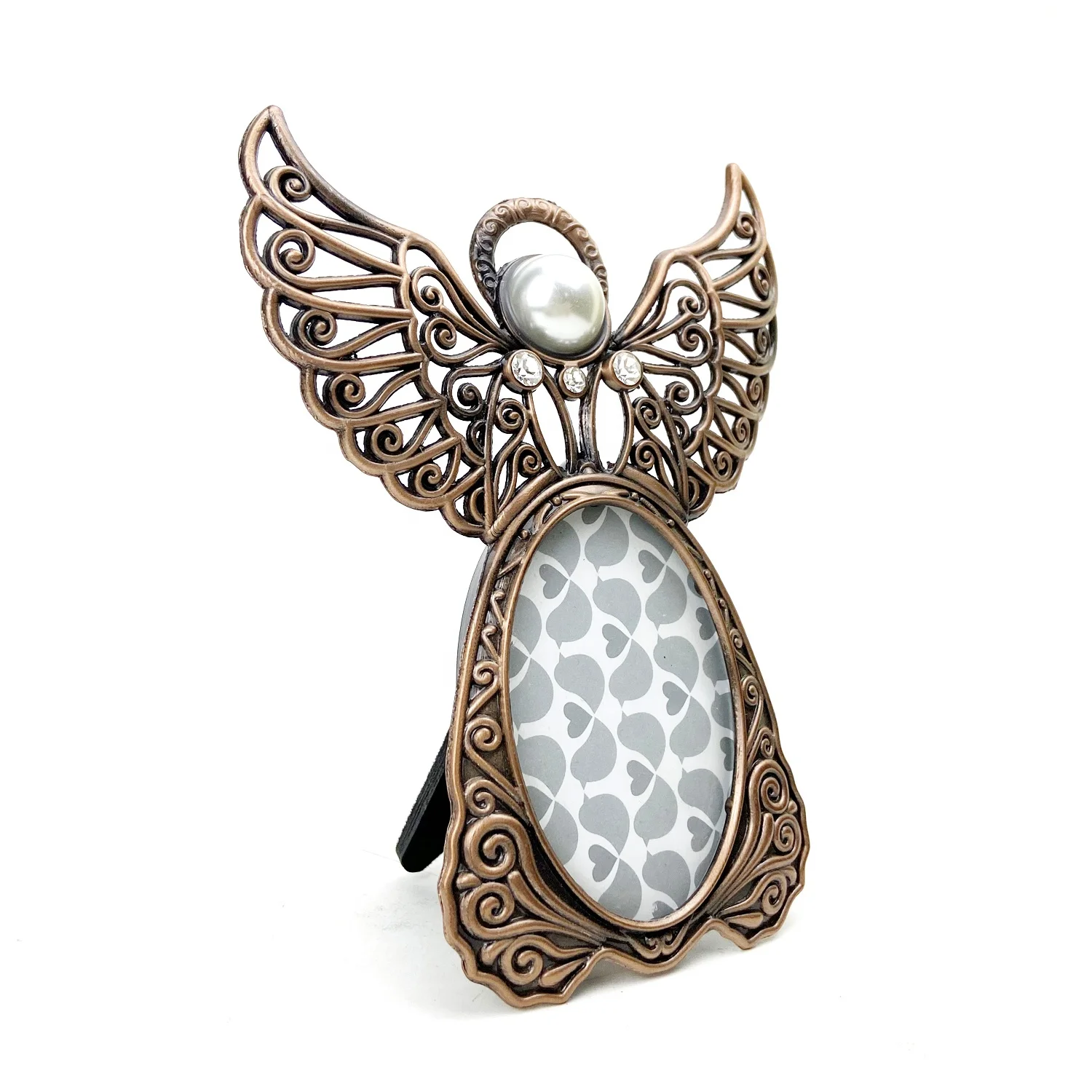 
metal angel figurines photo frame for funeral events for graveyard 