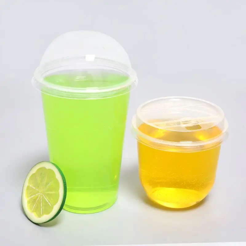 Factory Oem Wholesale Clear Coffee Plastic Smoothie 16  20 Oz Dessert Beer Cups Disposable Cup With Lids For Cold Drinks