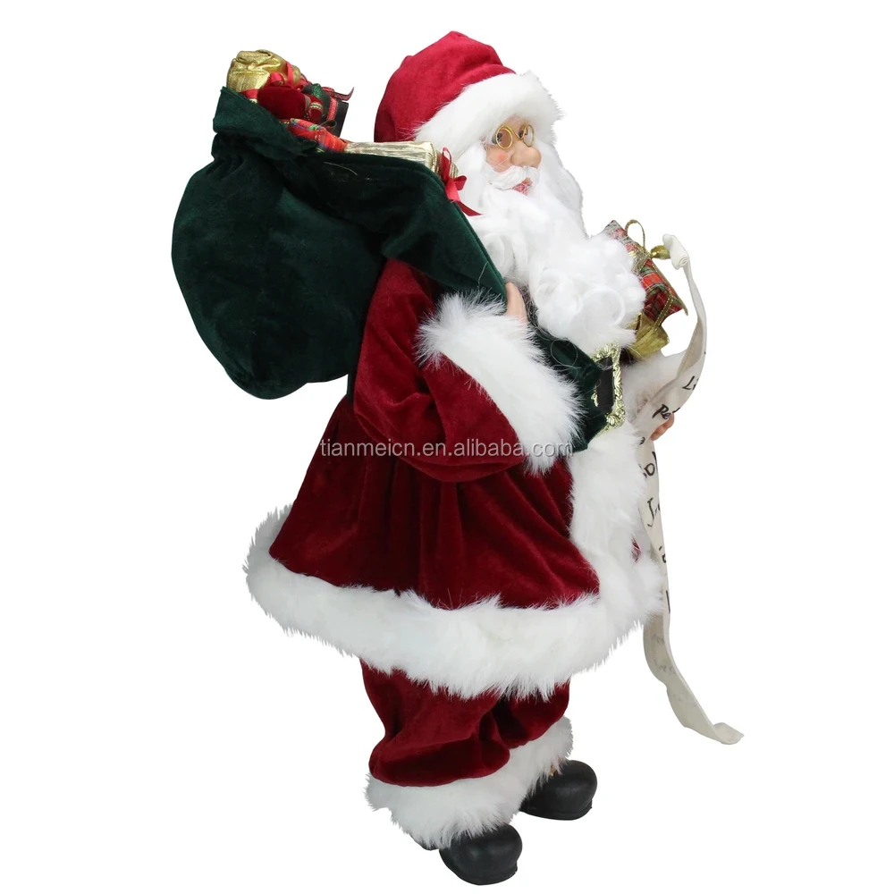 
30~110cm Christmas Standing Santa Claus with name list Ornament Decoration Traditional Holiday Figurine Collection Xmas series 