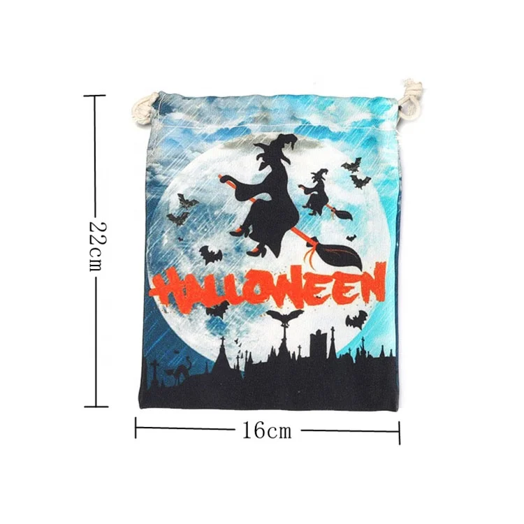 New Halloween Sacks Bag Canvas Personalized Children Candy Gifts Bag Pumpkin Ghost Treat or Trick Drawstring Bags