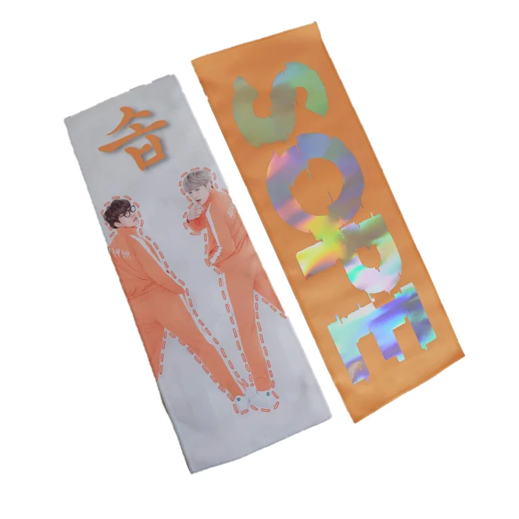 Custom Magical Kpop Slogan Towel Reflective Laser Glitter Baner Towel For concert