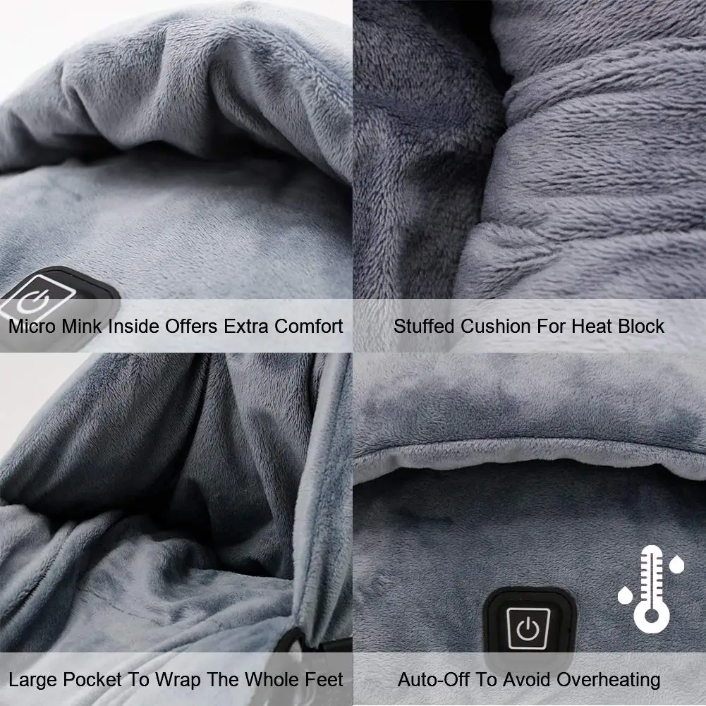 Electric Heated Foot Warmer Soft Plush Micro Mink Fabric & USB Fast Heating Pad for Women and Men Relieve Foot Pain