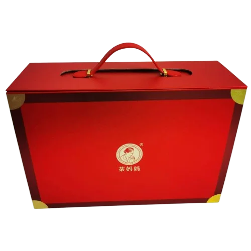 OEM бронзовая большая красная Складная Коробка Подарочный набор упаковка чемодан коробка для бутылок закуски с ручкой