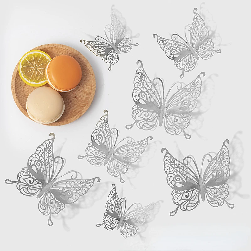 12 Pcs /Pack Gold Rose Gold Color 3D Wall Stickers for  Wedding Birthday  Decors Butterfly Wall  Decor