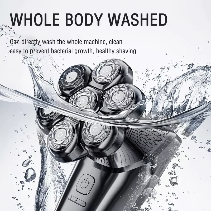 Komingdon OEM Electric Shaver Bald Men Rechargeable 5 In 1 Beard Hair Rotary Razor Waterproof Wet Dry Bald Head Shaver Machine