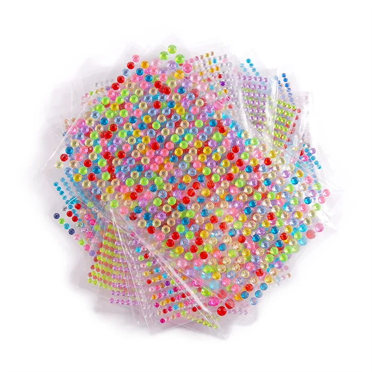 Hisenlee 4MM Resin Rhinestone Self Adhesive Stickers For DIY Mobile Phone Decoration Car Decor Decal Styling Accessories 437pcs