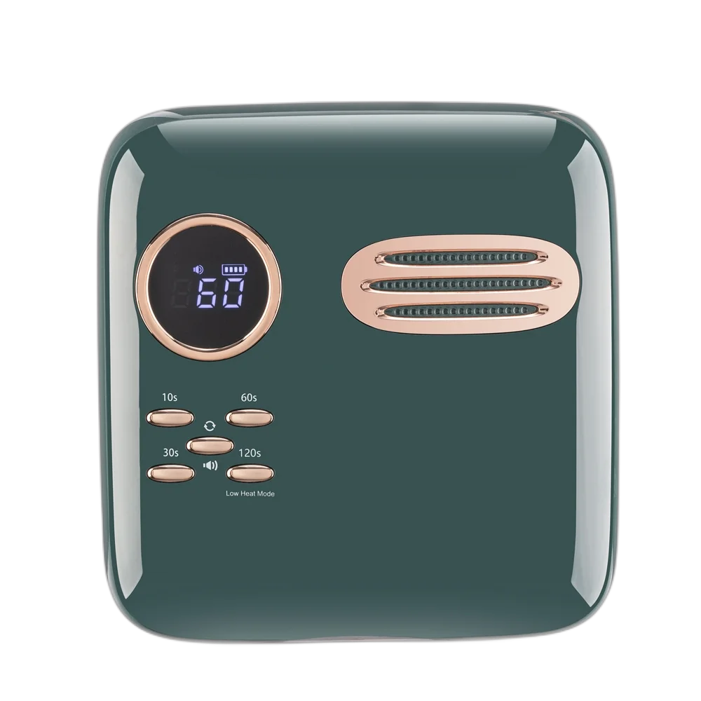 Smart 2-in-1 Large Size Nail Dryer Rechargeable UV Lamp with Heart Curing and Double Fan Cushion Dryer for Both Hands
