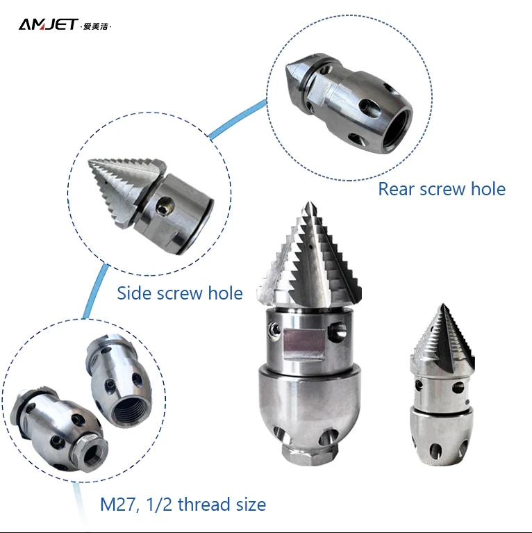 High quality sewer nozzle cemaric sewer nozzle breast hydro jetting sewer machine nozzle set