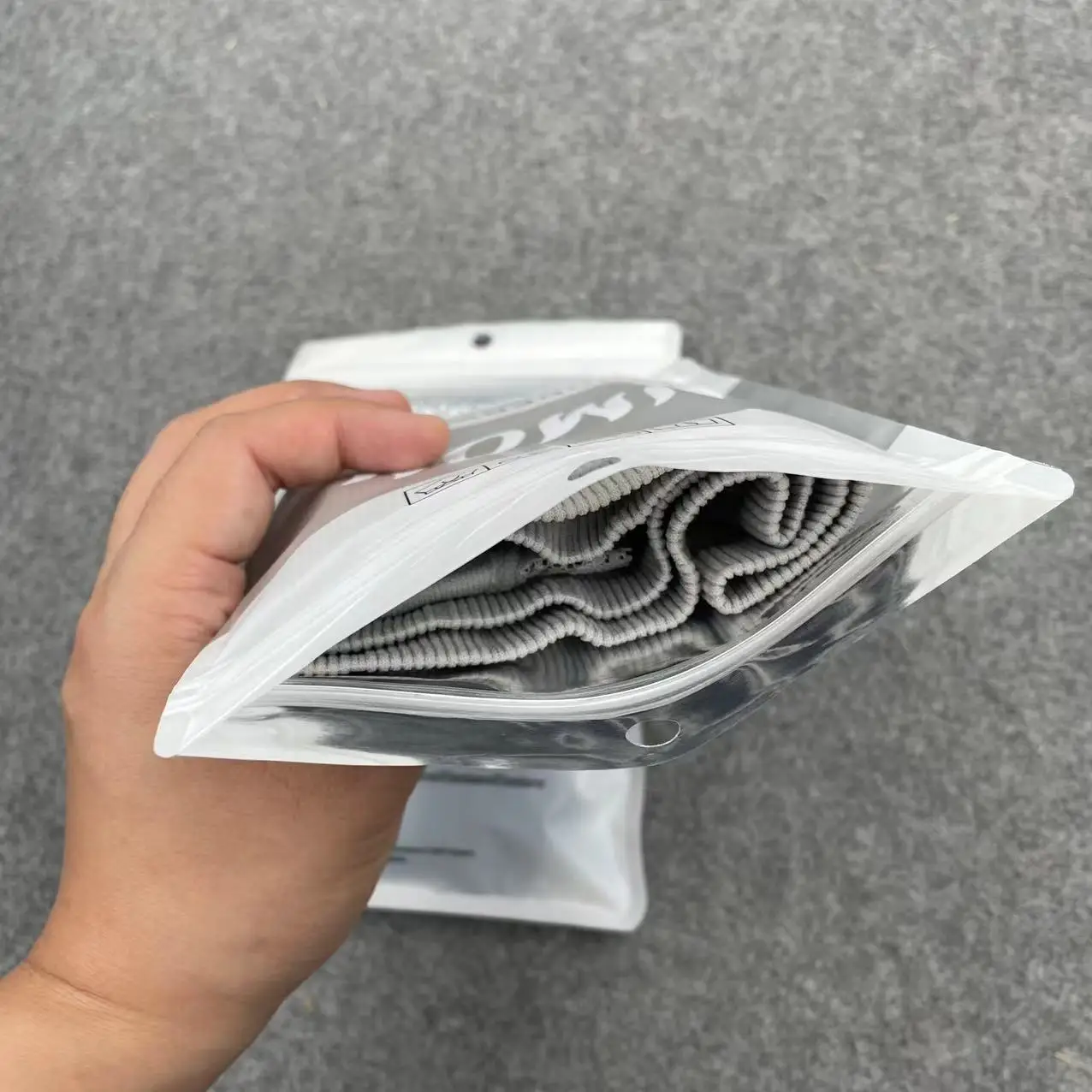 Low MOQ Custom Printed Front Clear Window Matte White Stand Up Clothing Underwear Socks Packaging Ziplock Bags