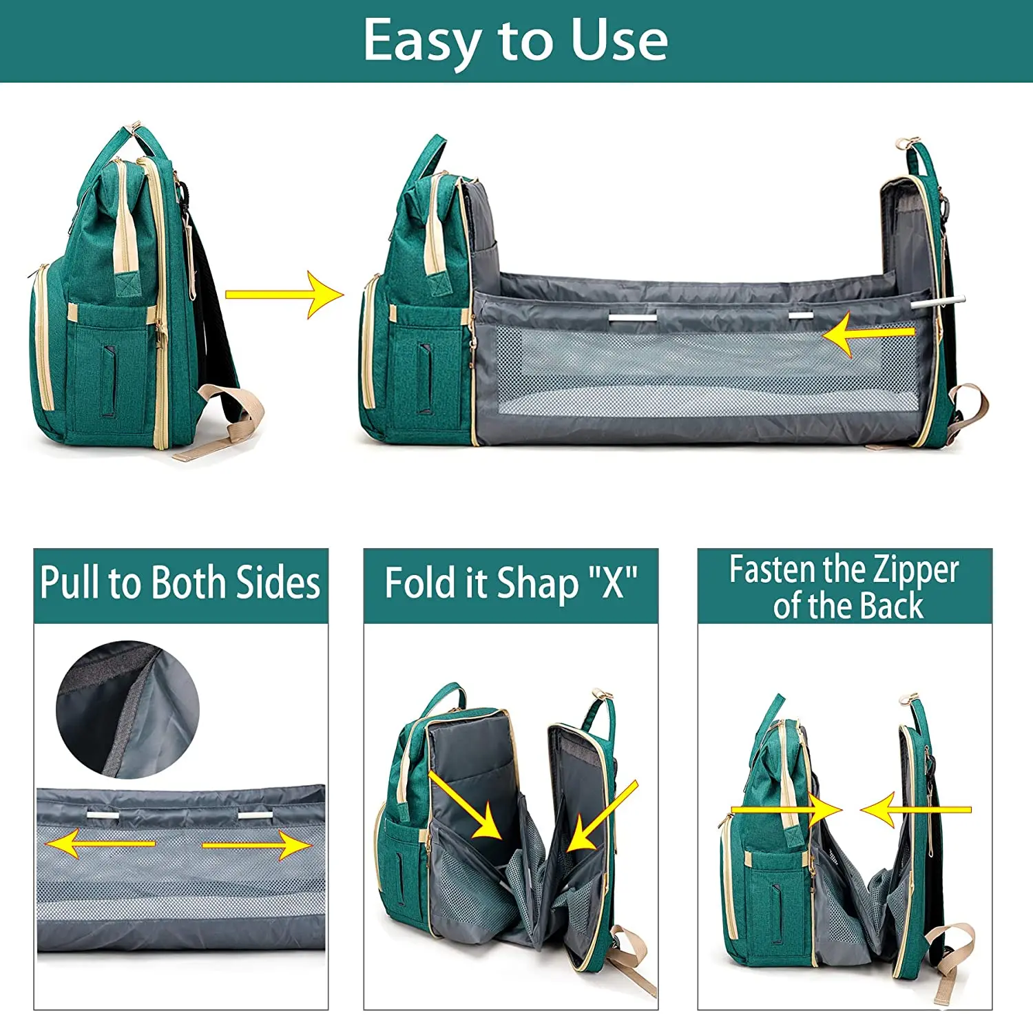 Бесплатный образец, сумка для подгузников с подставкой для пеленок, Портативная сумка для подгузников с Bassinet 3 в 1, дорожная сумка для подгузников для детей