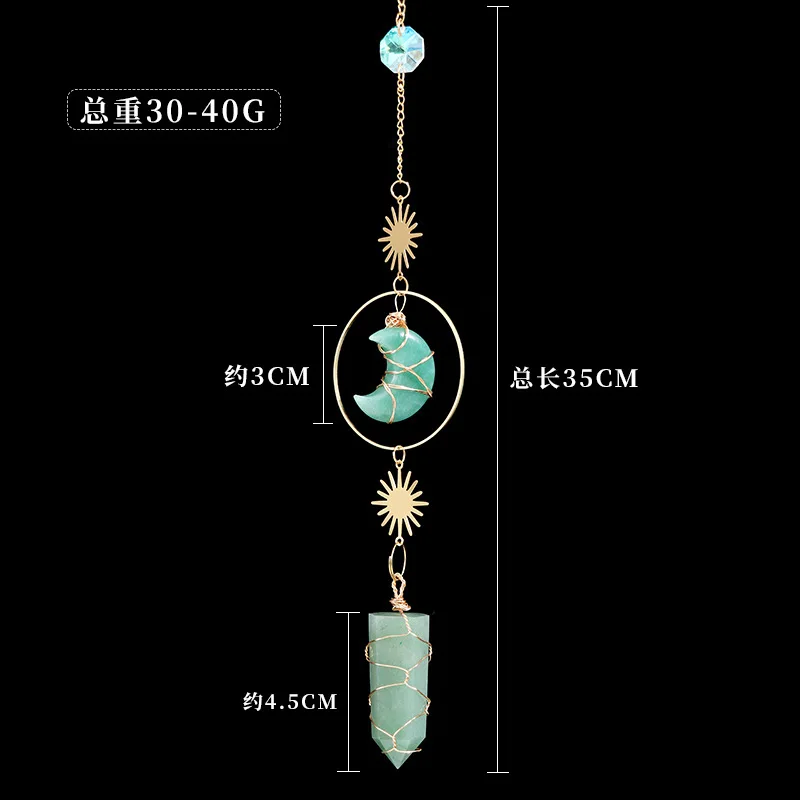 Wind Chimes Unique Moon Sun Raw Stones Wind Chimes for Indoor Outdoor Stone Decoration Figurine for Home and Garden