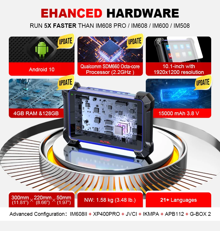 Autel Maxiim IM608 II Pro 2 Im608Proii Keys Fob Programmer With 36+ Functions Key Creation, Chip Read Write Clone Diagnosis Tool