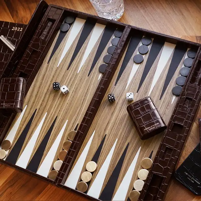 Custom Large Backgammon Set for Adults and Kids Classic Board Game with Premium Leather Case Chess Games