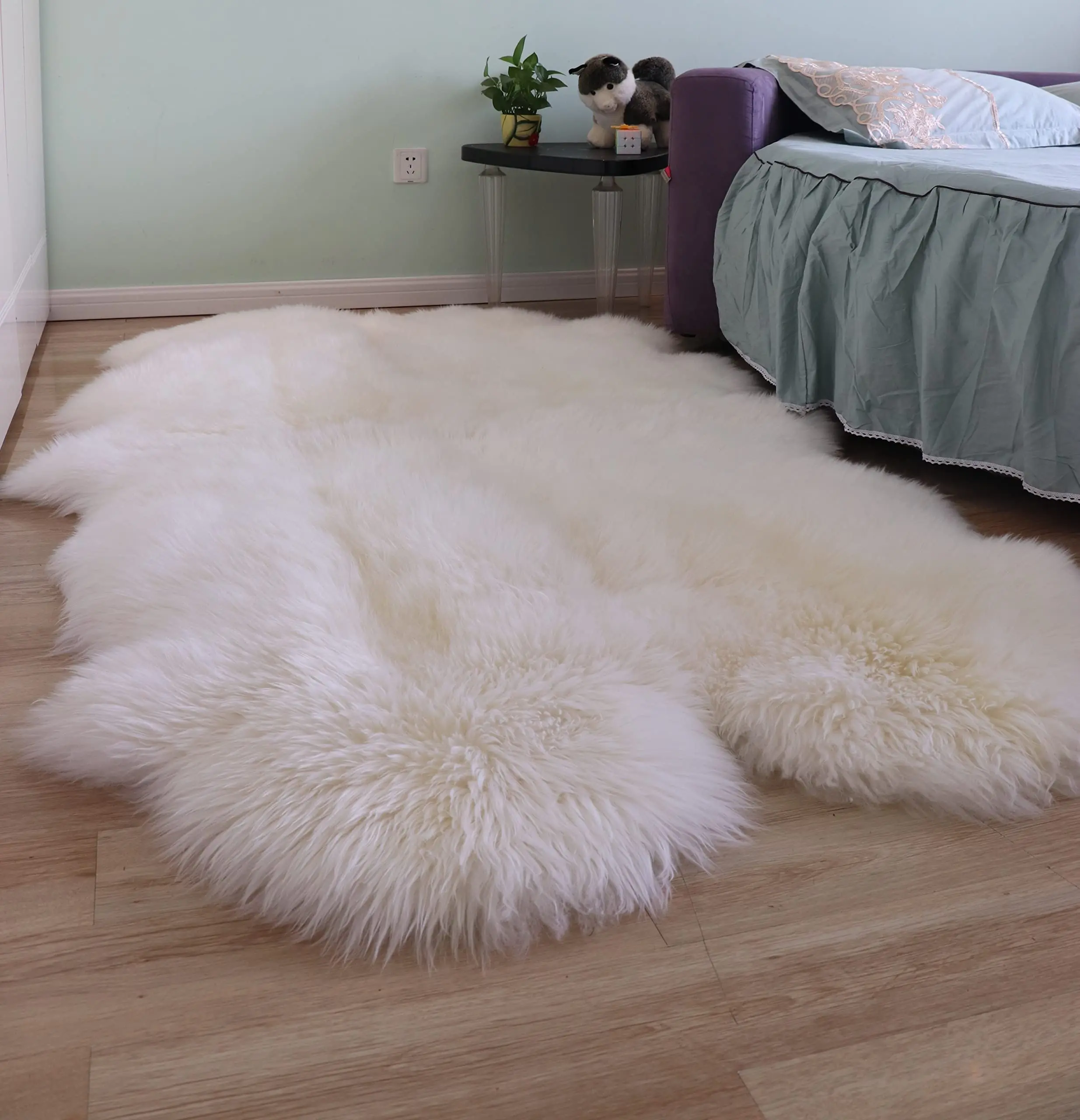 Wholesale Custom Long Hair Pure White New Zealand Australian Natural Sheep Skin Rug Real Fur Rug Genuine Sheepskin Rug Real
