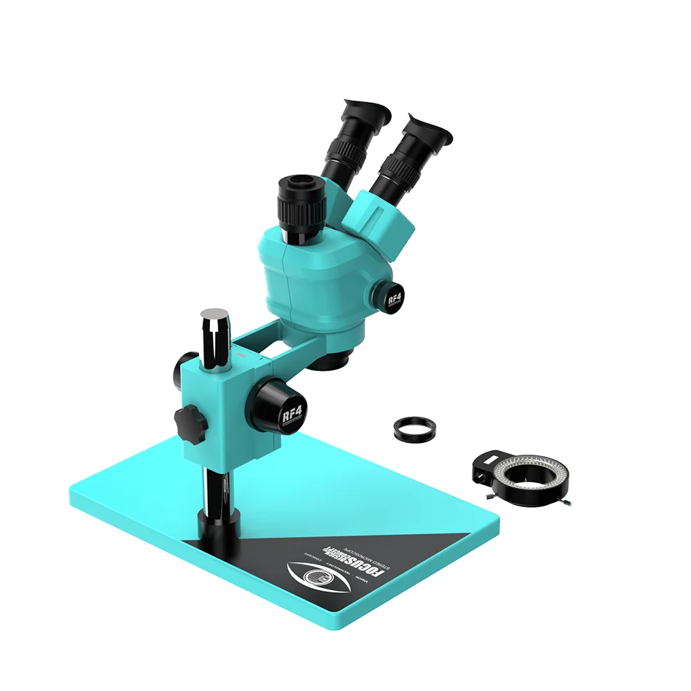 RF4 New Dust-proof Design Microscope Continuous Zoom 6.5X-55X Knob 7 Gear Zoom RF-6555PRO Trinocular Microscope