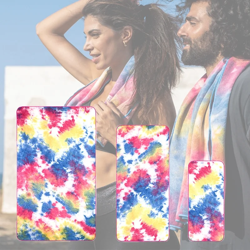 New arrival customized cabana manufacturing double sided printed  tie dye towel for sport travel beach