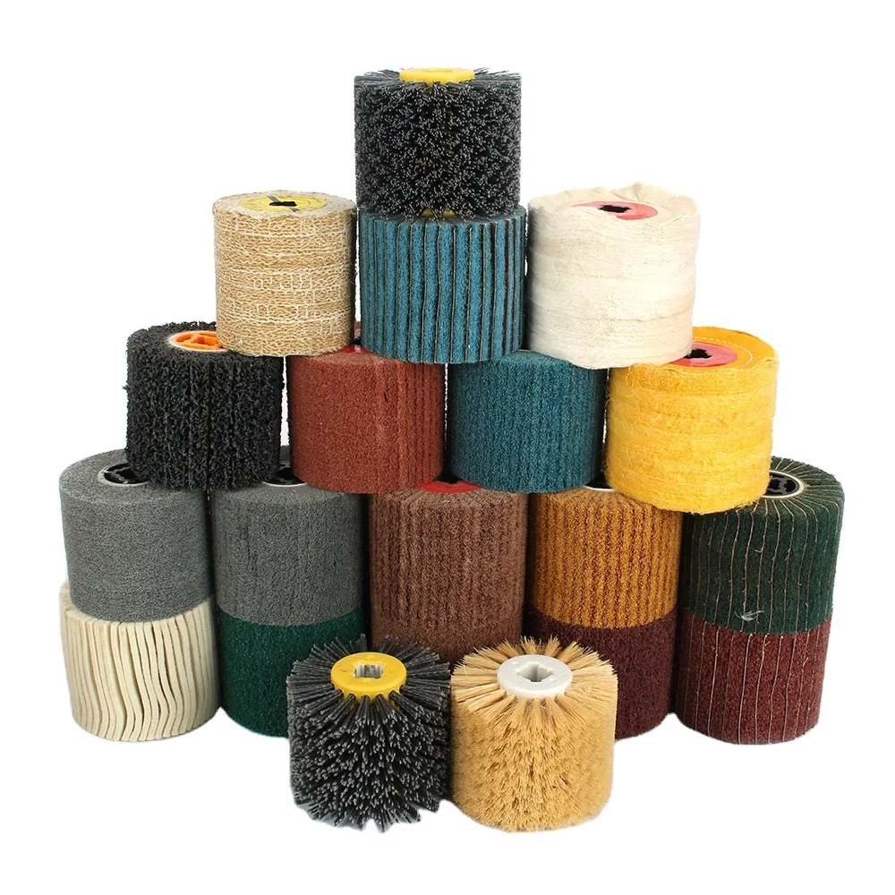 Professional factory strip disc with black button imports non-woven aluminum oxide all-abrasive cloth wire draw wheel polishing