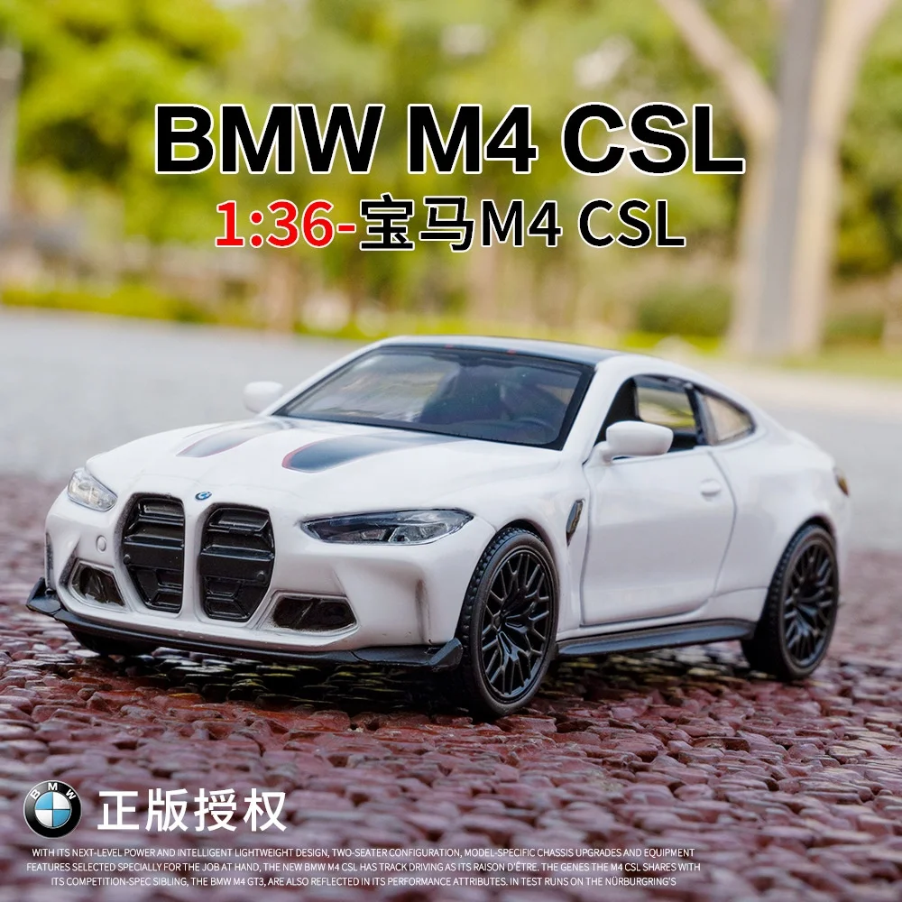 1:36 Diecast Model Car Alloy Toys Car Model BM-W M4 CSL Toy Vehicle Children Gifts