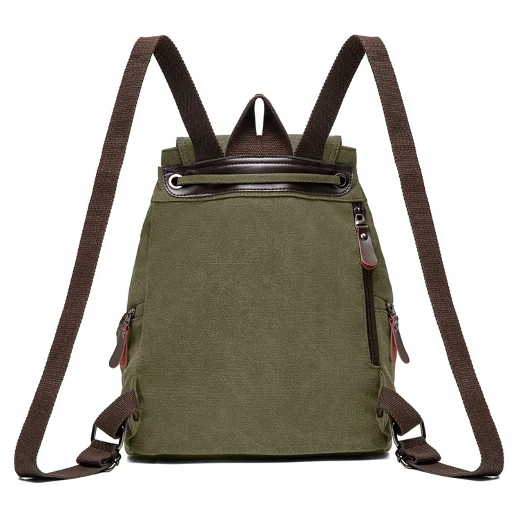 custom logo outdoor waterproof Army Green men travel rucksack student Drawstring canvas school bag Backpack for girl and boys
