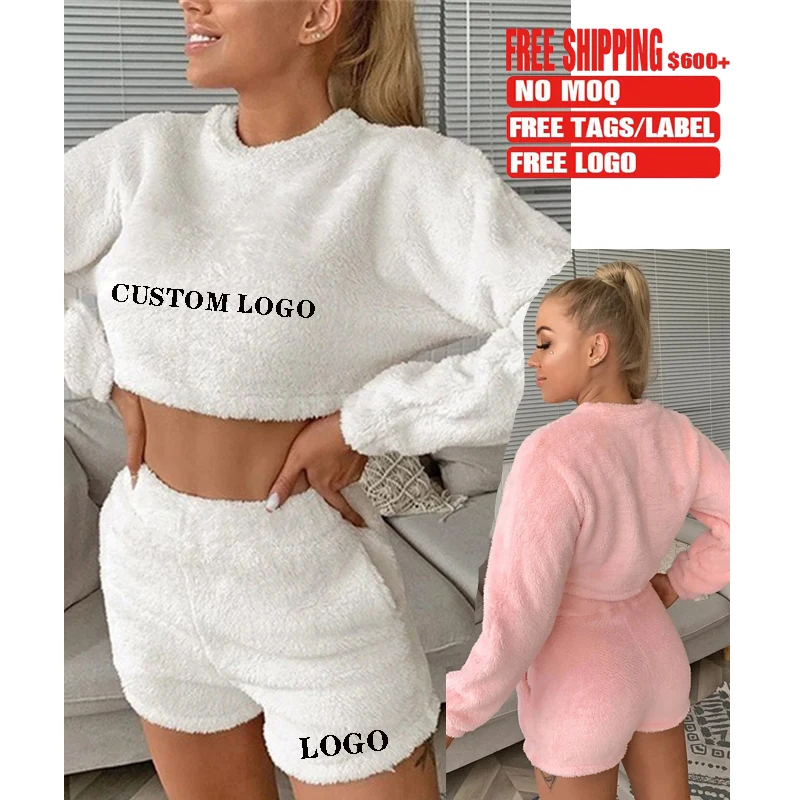 Free shipping Hot selling High waist long sleeve shorts rest home leisure coral velvet suit Pajamas shorts set