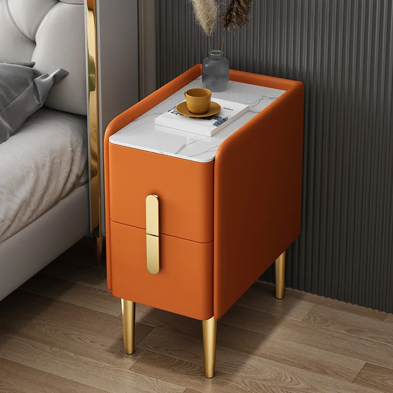 Small smart bedside table wireless charging fingerprint lock solid wood light luxury hotel smart bedside table sofa side table