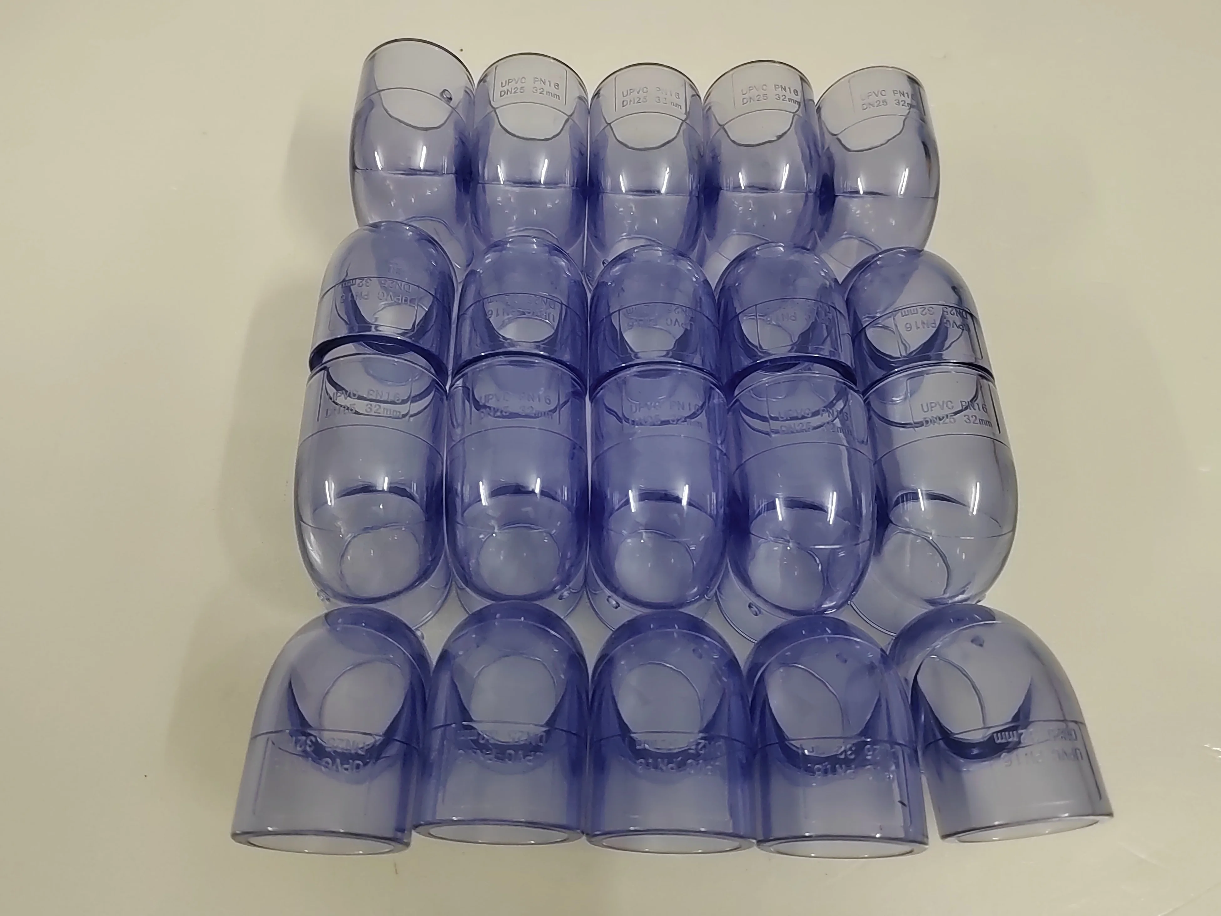 Transparent UPVC elbow de20-de225 for aquarium viewing