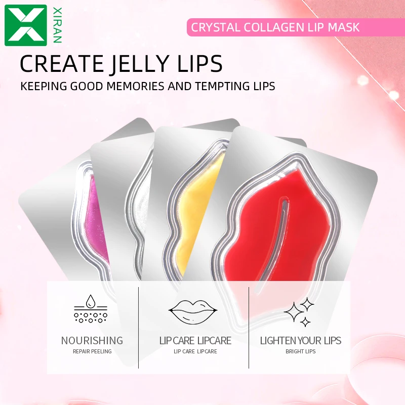 Private Label Pink Crystal Collagen Lip Mask Patches Vitamin E Long Lasting Hydrating And Moisturizing Lip Mask