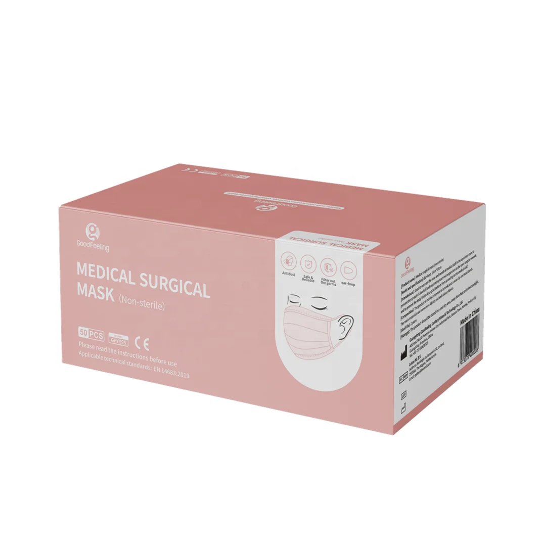 Skin-Frienfly 3 Ply Disposable Medical Surgical Non Woven Fabric Adult Protective 50 Pcs Nonwoven Face Mask