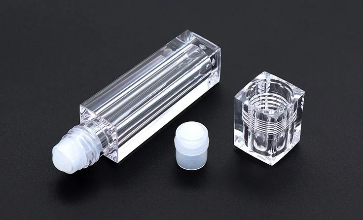 
Stock 6.5ml full clear lip gloss tube empty lip gloss container square lipgloss packaging tubes with rollers 