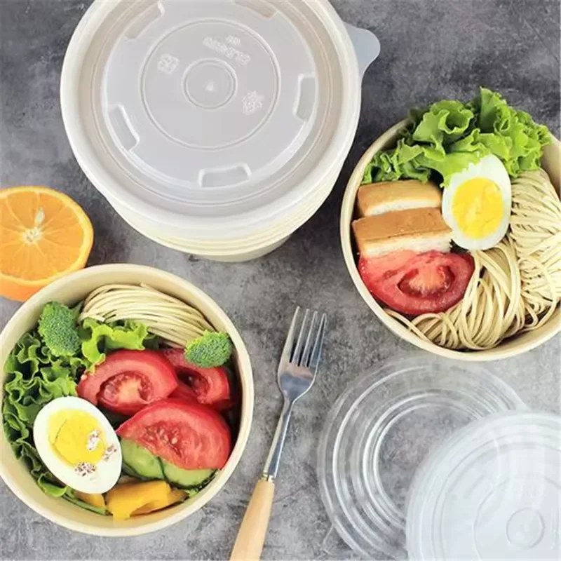Container Instant Noodle Cup Halloween Explosion Soup Cups 750Cc Kraft Paper Poke Bowl With Lid For Salad