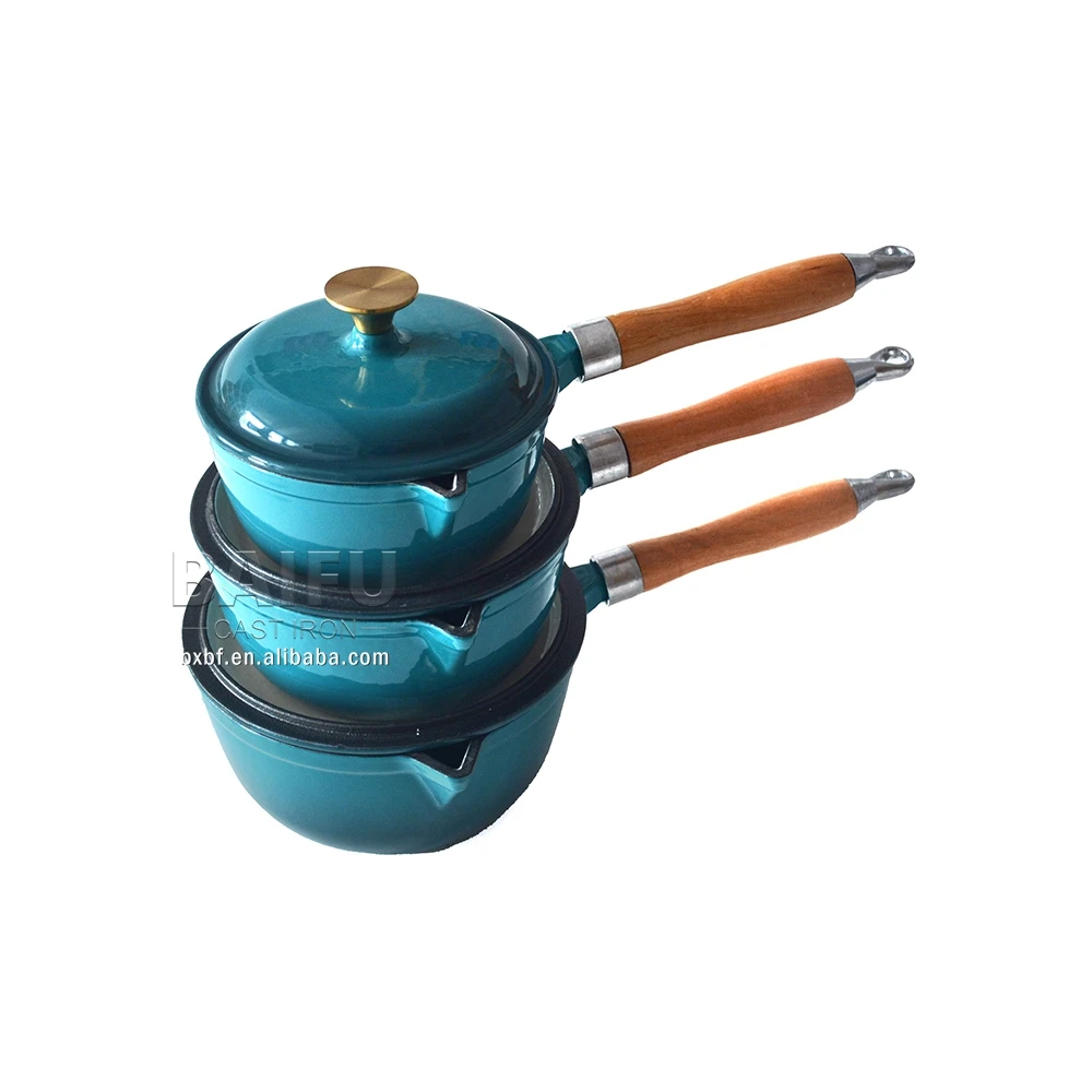 17/19/21cm Factory Supply Enameled Cast Iron Sauce Pan Saucepan with Lid Enamel Cast Iron Sauce Pot Milk Noodle Soup Pot Saucier