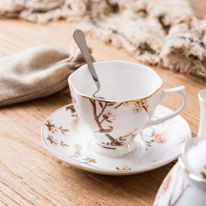 British custom logo home afternoon tea ceramic coffee cup and saucer set