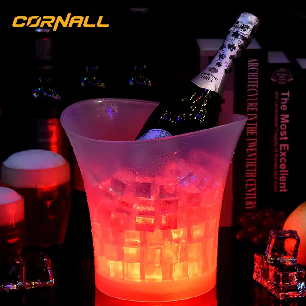 6 Bottles Champagne Bar Ice Barrel LED Luminous Beer Wine Bottle Led Rechargeable Acrylic Ice Bucket