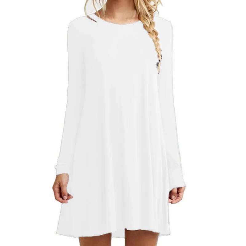 FEIBAI Лидер продаж повседневные платья однотонное платье с длинным рукавом Элегантная Повседневная Женская