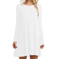 FEIBAI Лидер продаж повседневные платья однотонное платье с длинным рукавом Элегантная Повседневная Женская одежда