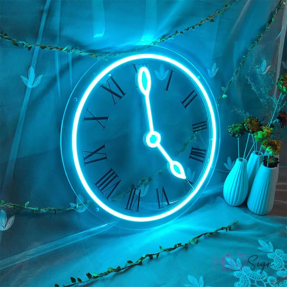Foreign Trade Supplier Home Bar Led Neon Signboard Clock Modeling Light Room Bedroom Creative Neon Decorative Light