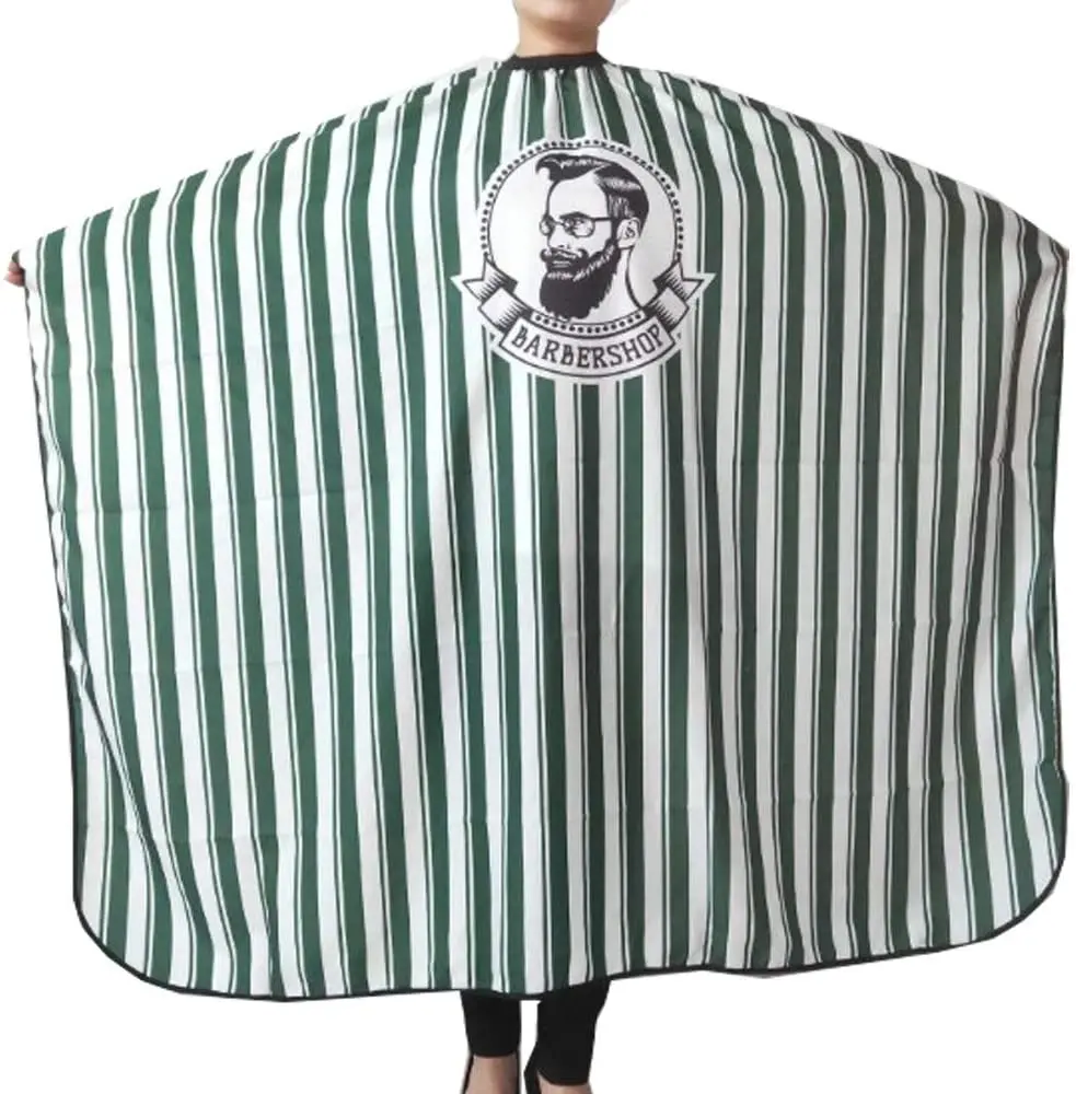 Профессиональная парикмахерская накидка из полиэстера с логотипом на заказ регулируемая полосатая водонепроницаемые парикмахерские