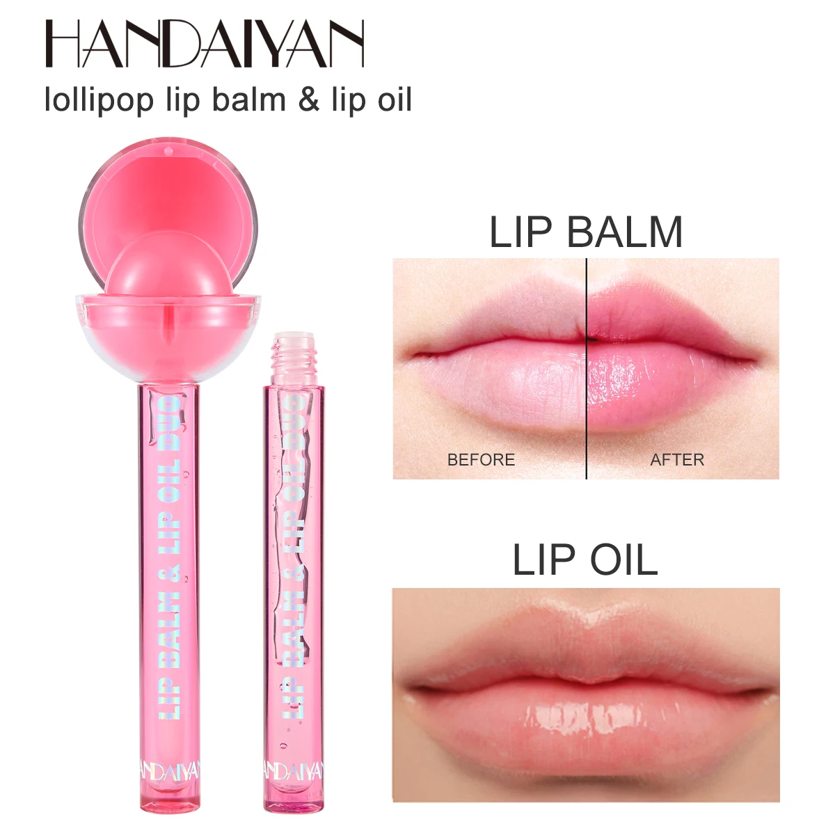 HANDAIYAN Manufacturer Brand Owners Lollipop Moisturizing Lip Balm Lip Oil 2 in 1 Vegan Makeup Cosmetics