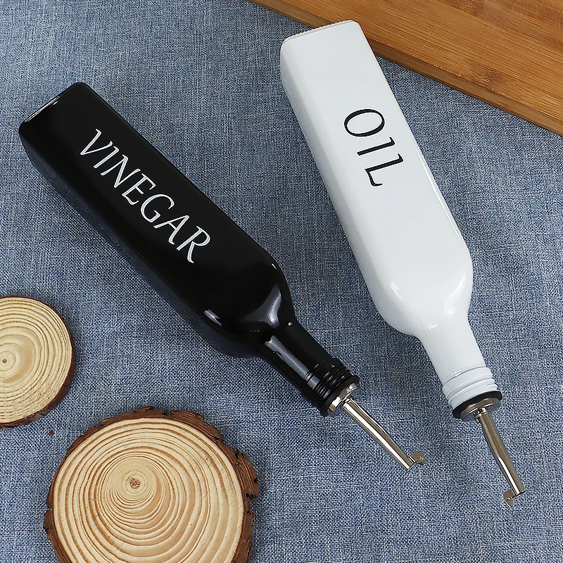 Wholesale Black and White Empty 8 oz 250ml 16oz 500ml  Kitchen Cooking Olive Oil Glass Bottle Dispenser with Metal Lids