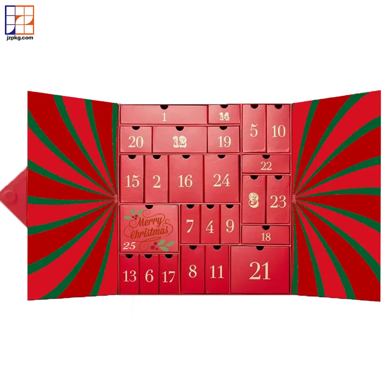 DIY Personalized Holiday  25 Days Gift Durable Storage Case For Adults Red Christmas Countdown Advent Calendar Box