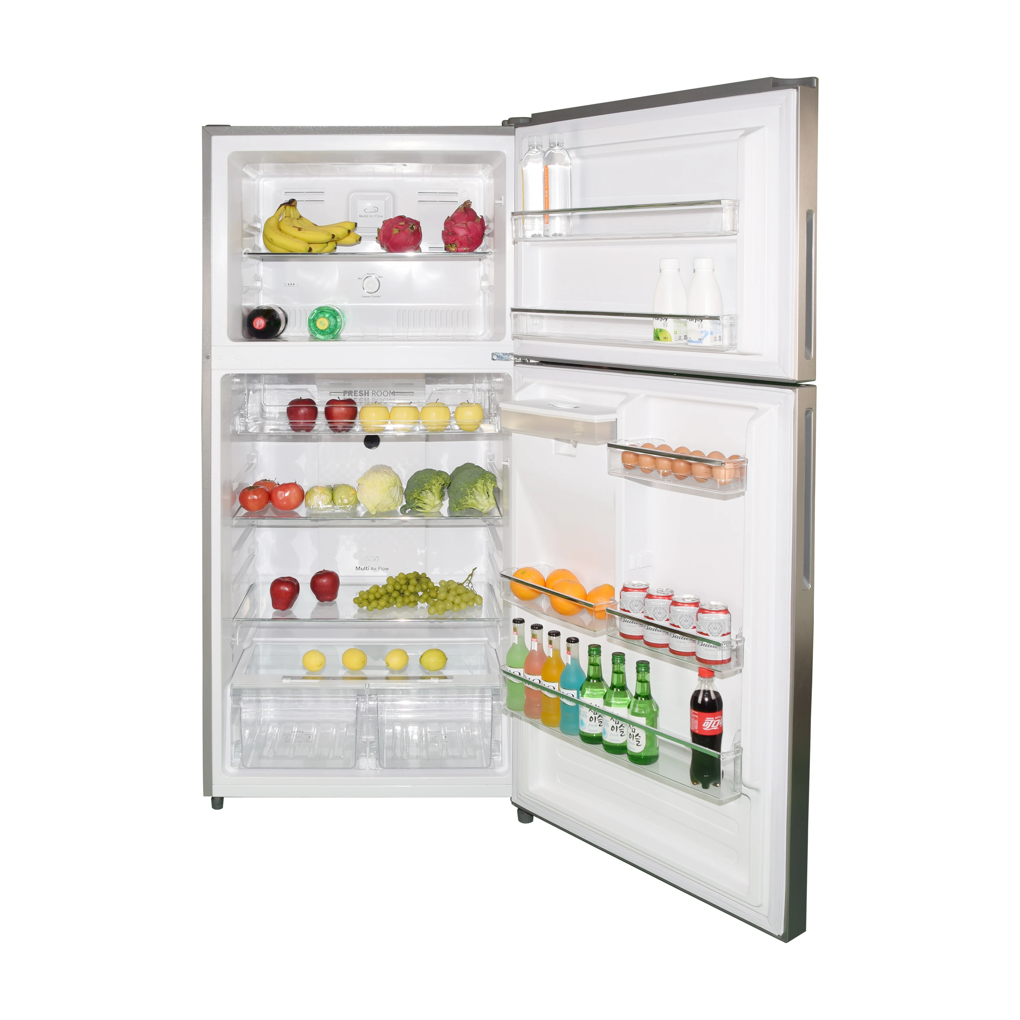 480L Large Capacity Household Kitchen Refrigerator 220V Double Door Refrigerator Electric Portable Mechanical Stainless Steel 