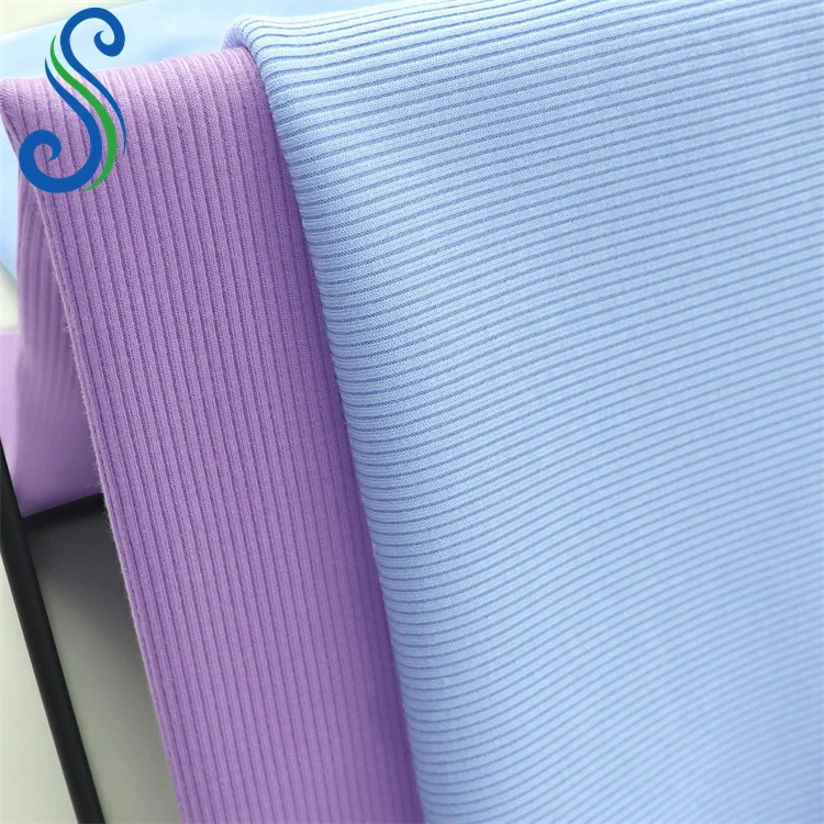 Stock Colors 250G 2x2 Ribbed Organic Bamboo Cotton Spandex Brushed Fabric for Dress